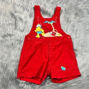 Vintage Toddler Boys Red Beach Lifeguard Romper Shortalls